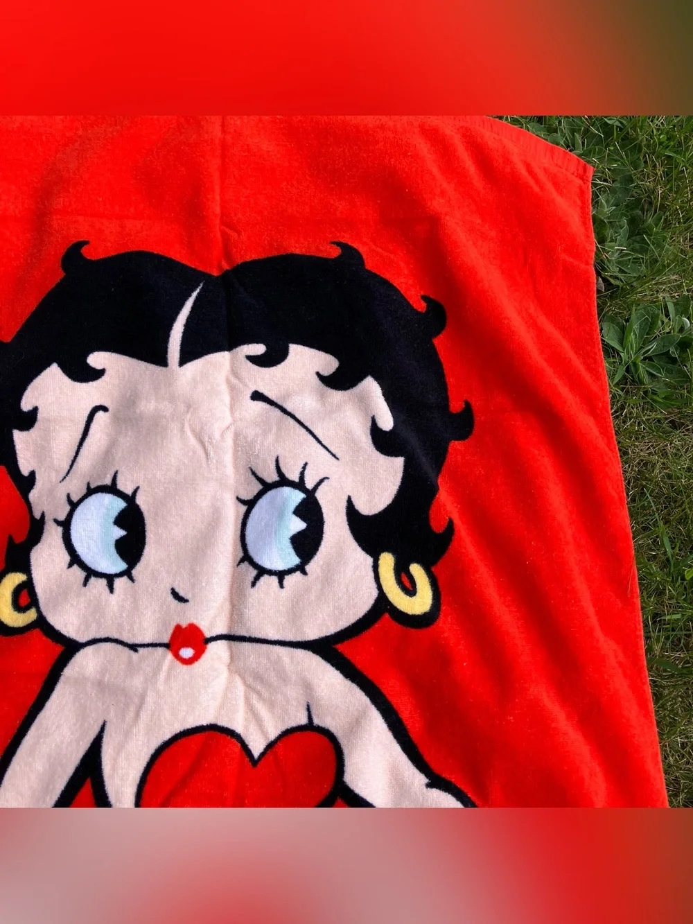 Vintage Betty Boop Large Beach Towel Red & Black Logo 2010 55x29”